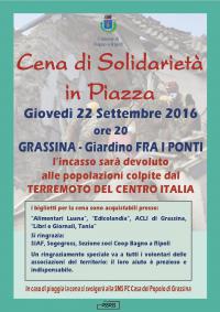 Cena di Solidarietà a Grassina il 22 settembre Cena di Solidarietà a Grassina il 22 settembre