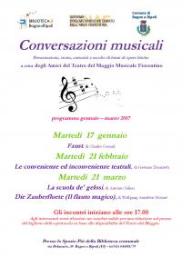 Conversazioni musicali in Biblioteca Comunale: 17 gennaio, 21 febbraio, 21 marzo 2017